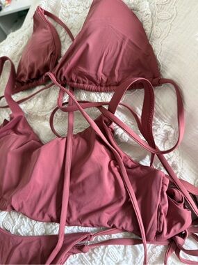 Women's Mauve Triangle String Bikini Set - YOLANDA SWIM